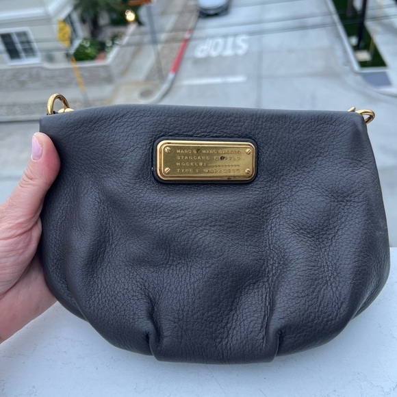 Marc by Marc Jacobs Y2K gray leather pouchette crossbody bag pleated lined - Picture 3 of 14